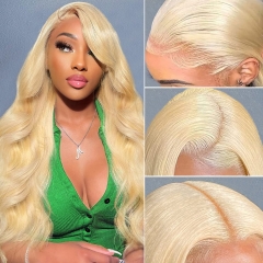 Body Wave 13*4 Transparent Frontal Lace Human Hair #613 Blonde Color Wig