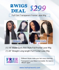 2 Wigs Deal Full 13*4 Transparent Frontal Lace Wig $299