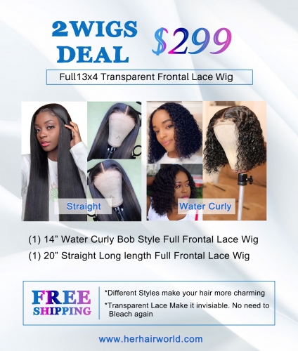 2 Wigs Deal Full 13*4 Transparent Frontal Lace Wig $299