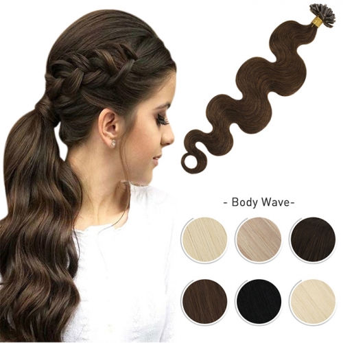 Dark /Light /Mix Color Nail/U Tip Body Wave Hair Extensions (100strands/100grams)