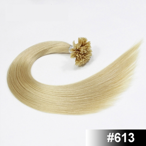 Bleach Blonde #613 Light Color Nail/U Tip Straight Hair Extensions (100strands/100grams)