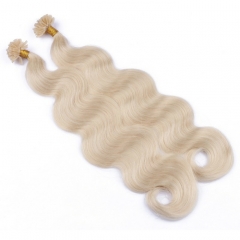 Platium Blonde #60 Light Color Nail/U Tip Body Wave Hair Extensions (100strands/100grams)