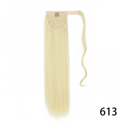Straight Ponytail Extension Human Hair Blonde #613