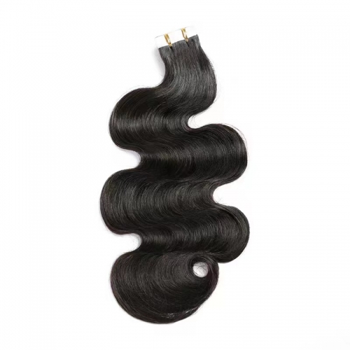 100%  Virgin Human Hair Natural Black Body Wave Tape In Hair Extensions (20pcs/50grams)