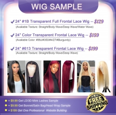 Free Shipping 24 Inch Wig Sample For Transparent Frontal Lace Wig
