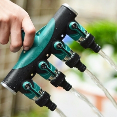 Plastic garden water 4-way hose splitter