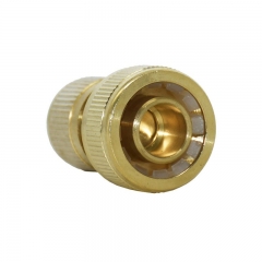 Brass 3/4 inch garden hose quick connector with waterstop