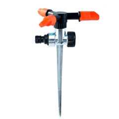 Plastic 3-arm rotary sprinkler with metal spike