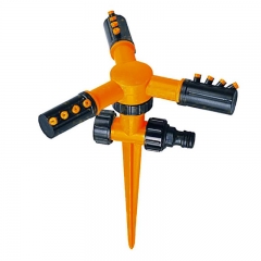 Garden 3-arm rotary sprinkler with plastic spike