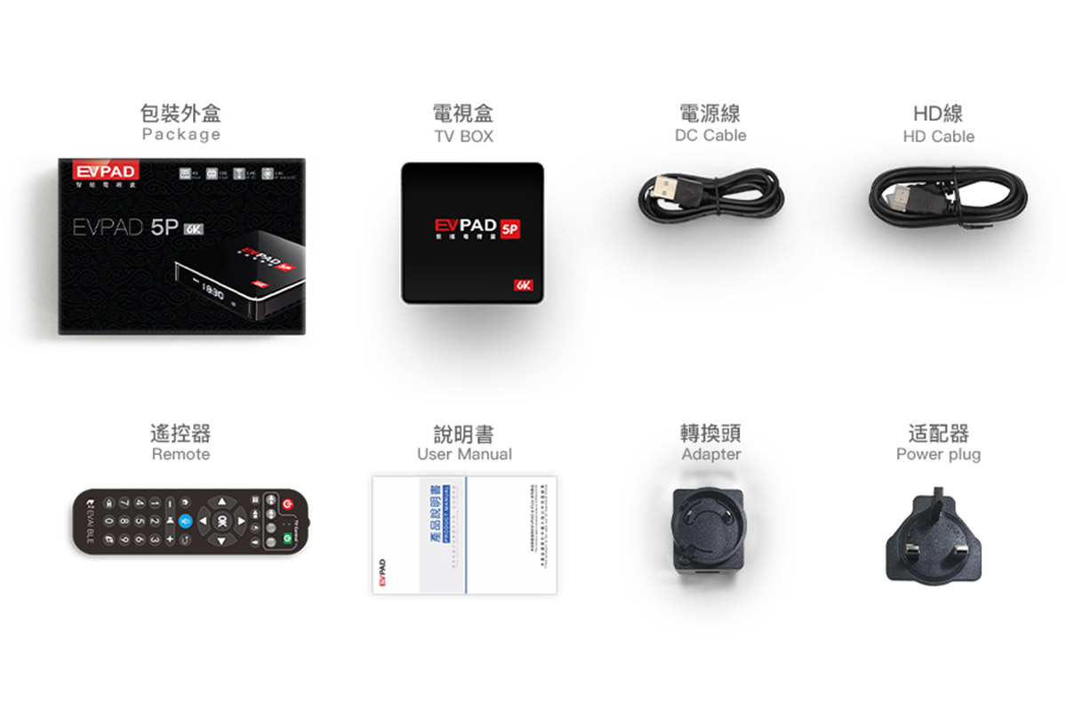 EVPAD 5P TV Box Packing