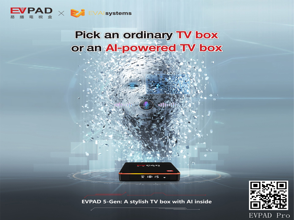 EVPAD A TVbox with smart voice control and multi-country selection