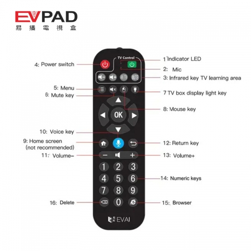 EVPAD10P, 6P, 6S, 5Max, 5P用のオリジナルEVPADTVボックス音声 