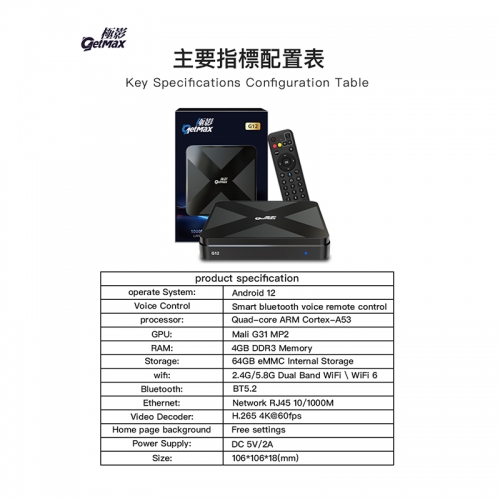 GetMax G12 TV ボックス - 2025 年新登場の AI スマート TV ボックス