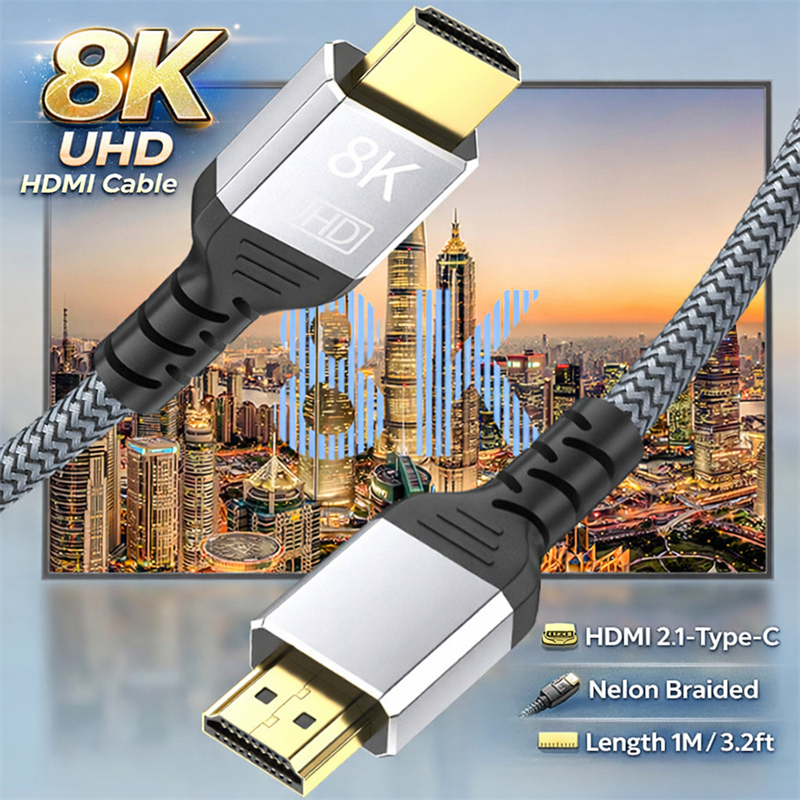 8K Ultra High Speed HDMI Cable | 48Gbps HDMI 2.1 Cord | 8K@60Hz & 4K@120Hz | eARC HDR10+ Dolby Vision | Compatible with TV Box, TV, PS5, Xbox, Project