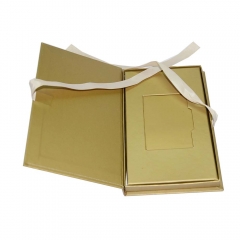 Golden voucher box VIP gift box ribbon closure