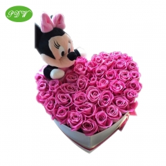 Black heart shaped flower box with hat