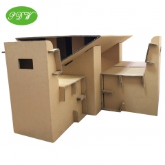 Eco-friendly cardboard furniture a set of desk and chairs