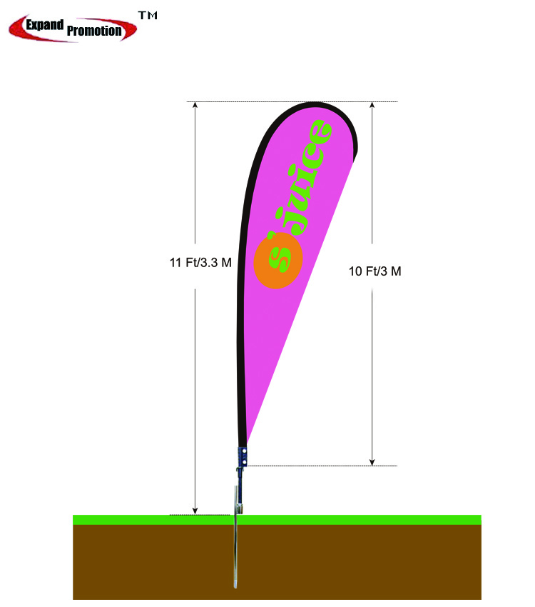 4M Teardrop Flags Kits with Customized Printing