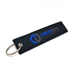 Woven keychain with high-resolution logo