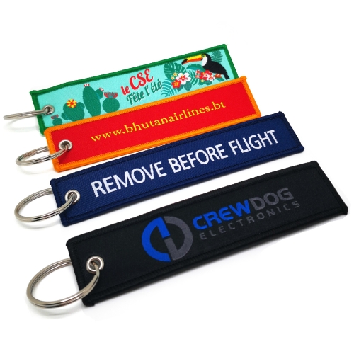 Woven keychain with high-resolution logo