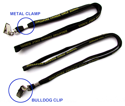 Flat braid Lanyards with metal clamp and bulldog clip