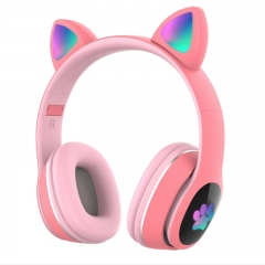 Amazon Cute Cat Ear Wireless L400 cat Headphones BT 5.0 Headsets Stereo Music Earphone Gaming Wired earbud Speaker Headphone