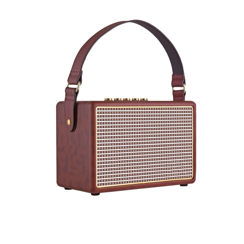 45W优雅的无线复古音频50年代60年代记忆音箱智能收音机AM FM收音机扬声器无线PU皮革wifi厨房