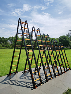 extendable a frame ladder outdoors