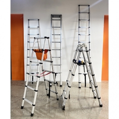 Low MOQ, double sided telescopic ladder from direct manufacturer