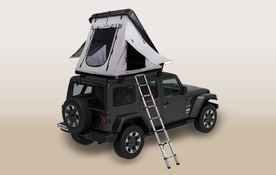 roof tent ladder on a camper