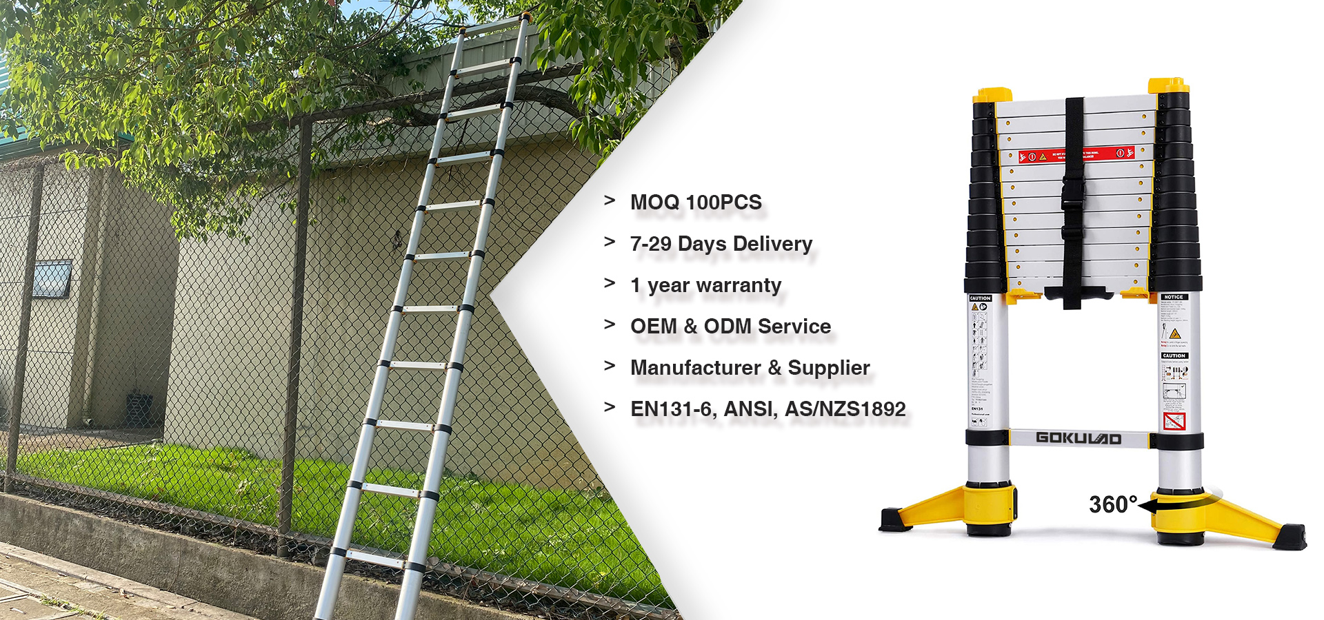 GOKULAD 3.8m/12.5FT soft close telescopic ladder