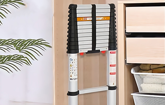 The professional telescopic ladder was placed in the cabinet tray