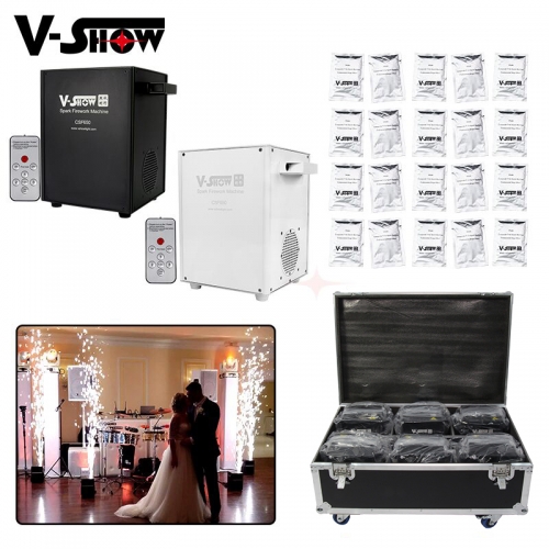 6pcs With Case And 20 Bags Powder 650w Wedding Firework Machine Cold Spark Fountain Fireworks Effect Machine Dmx Remote Control