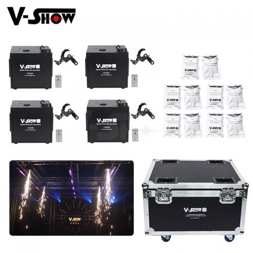 4pcs With Flightcase And 10 Bags Powder 650w Ceiling Spark Firework Machine Dmx And Remote Control Special Effect Machine For Wedding