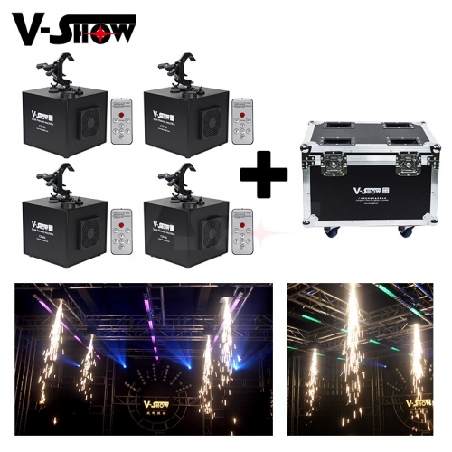 Ship by DHL 4pcs With Flightcase 650w Ceiling Cold Spark Fireworks Effect Machine Dmx Remote Control Fountain Sparkular Wedding Machine