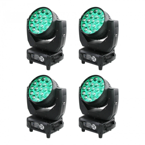 USA WARE HOUSE 4pc AURA 19x15w RGBW 4in1 Led Beam Wash Moving Head Light With Backlight Zoom Function Stage Light For Dj Disco Bar Club