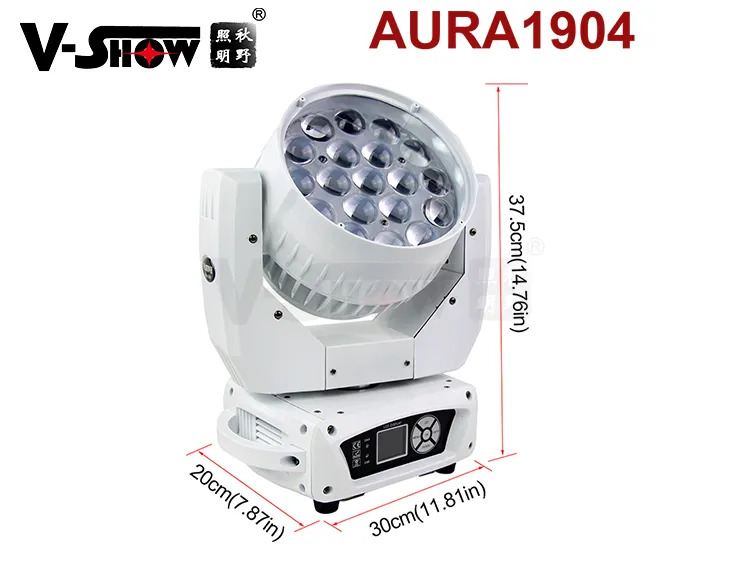 2pcs White AURA 19x15W RGBW 4in1 Beam Wash Moving Head Light With Zoom Backlight Function Led Dmx Dj Light For Disco Bar Nightclub