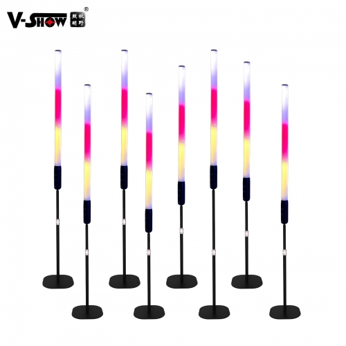 V-Show 8pcs With Flightcase and 8pcs Holders Outdoor 360 Degree Wireless Stage Light Battery Powered RGB Rainbow Astera Pixel Bar Led Tube Dmx