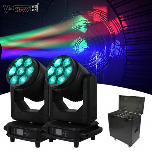 V-Show 4pcs witih 2 flycase hold2 7 * 40W RGBW 4in1 LED Splash 7 Fixture LED Beam Wash Zoom Lights DMX512 Wash Led Stage Lighting DJ