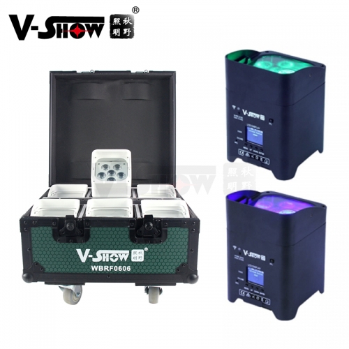 2 week free tax 12pcs With 2 Black Charge Flightcase Battery Powered Wireless DMX Wifi Remote Control Wedding Uplight 6x18w RGBWAUV 6in1 Led Par Dj Li