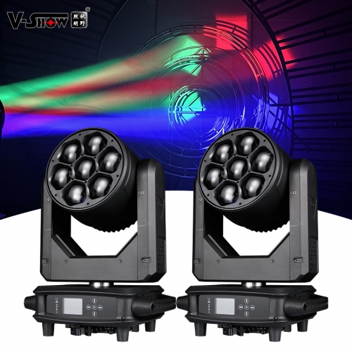 V-Show Ship to France from China by Sea 2pcs with 2 Flycases  7 * 40WRGBW 4in1 LED Splash 7 Fixture LED Beam Wash Zoom Lights DMX512 Wash Led Stage Li