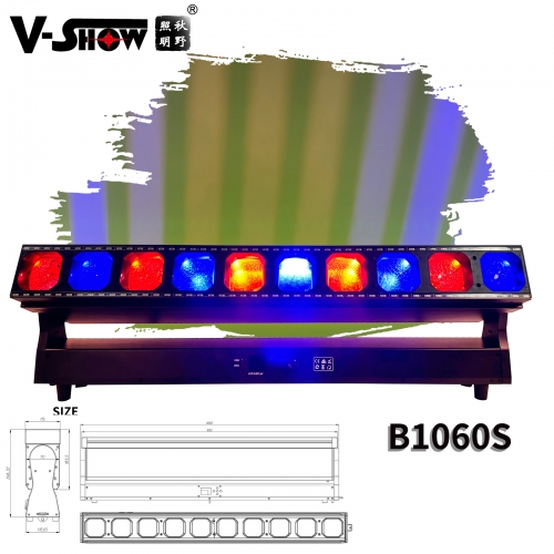 shipping to USA by air 2pcs VSHOW B1060S Dj Professional Stage Lighting Dmx RDM  10x60W LED Zoom Wash Strobe Pixel Beam Bar Moving Head Light