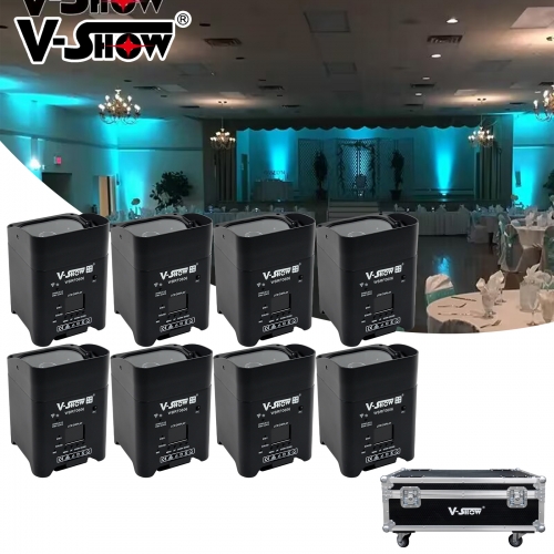 shipping by air 16pcs With 2 Flightcase Battery Wireless Led Uplight Dmx Wifi Remote Control Led Wedding Uplight 6x18w RGBWAUV 6IN1 LED DJ Par