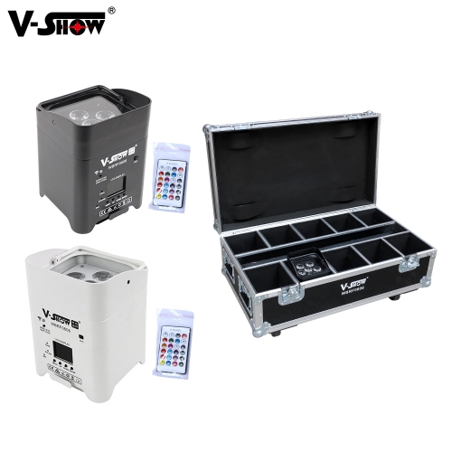 V-SHOW 3pcs With Flightcase Battery Wireless DMX Wifi Remote Control Led Wedding Uplight 6x18w RGBWAUV 6in1 Dj Par Light For Church