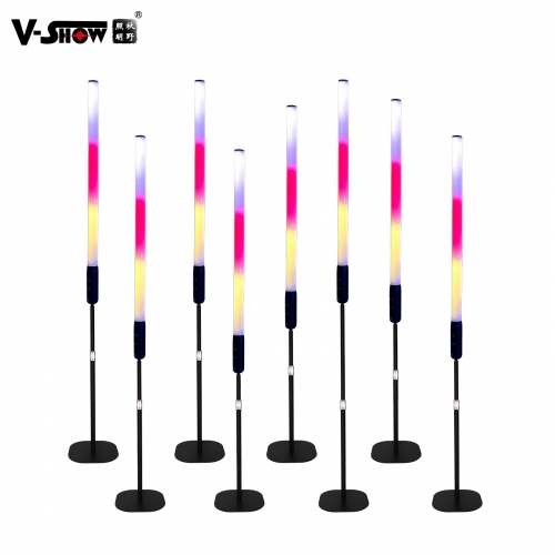 V-Show ship to USA by air 8pcs With Flightcase and 8pcs Holders Outdoor 360 Degree Wireless Stage Light Battery Powered RGB Rainbow Astera Pixel Bar L
