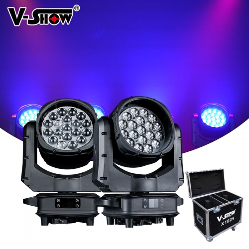 VSHOW X1925 Comb 2pcs with flycase hold2 Professional Stage Lighting IP66 19x25W LED RGBW 4in1 Zoom Wash Moving Head Light Party Club