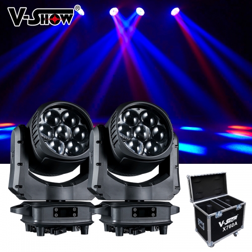 VSHOW X760A Lotus 2pcs with flycase hold2 7*60W RGBW LED Bee Eyes Moving Head Light IP66