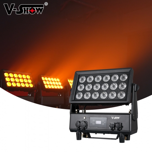 VSHOW G18 18x12W RGBWAUV 6in1 LED Battery Powered DMX Wireless LED Wall Washer IP65 Stage Lighting Spotlights for Hotels