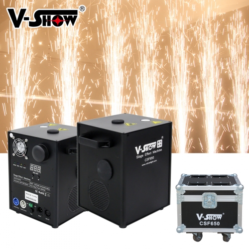 Fast boat 2pcs 650w Cold Spark Firework Machine With Flightcase hold4 and 20bag and 4pcs cable 3m