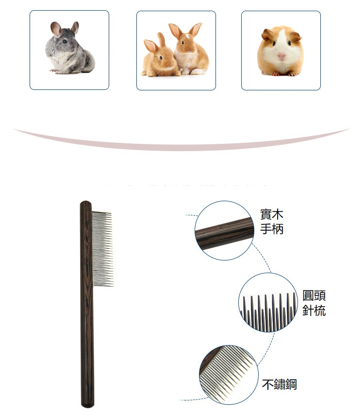 Pet Grooming Comb for Chinchilla, Rabbit, Guinea Pig